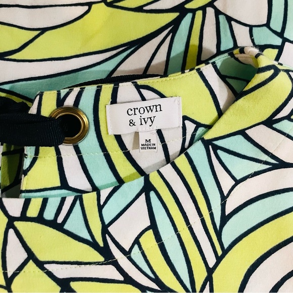 Women’s crown & ivy 3/4 Sleeve Soft Stretchy Dress Blue White Green Size M - Picture 4 of 5